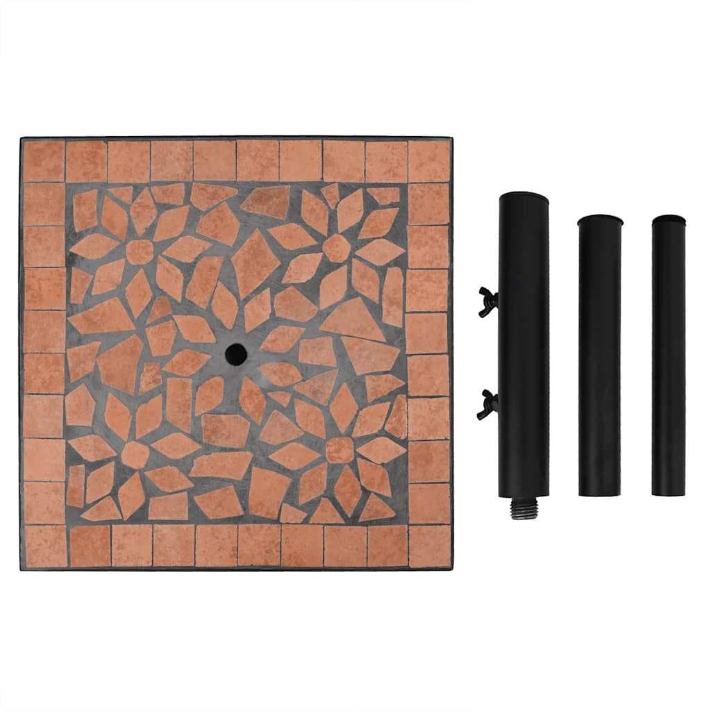 Square Brown Terracotta Parasol Base for Outdoor Umbrella