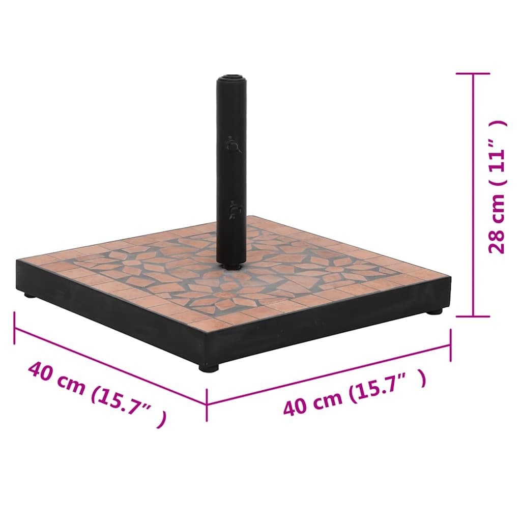 Square Brown Terracotta Parasol Base for Outdoor Umbrella