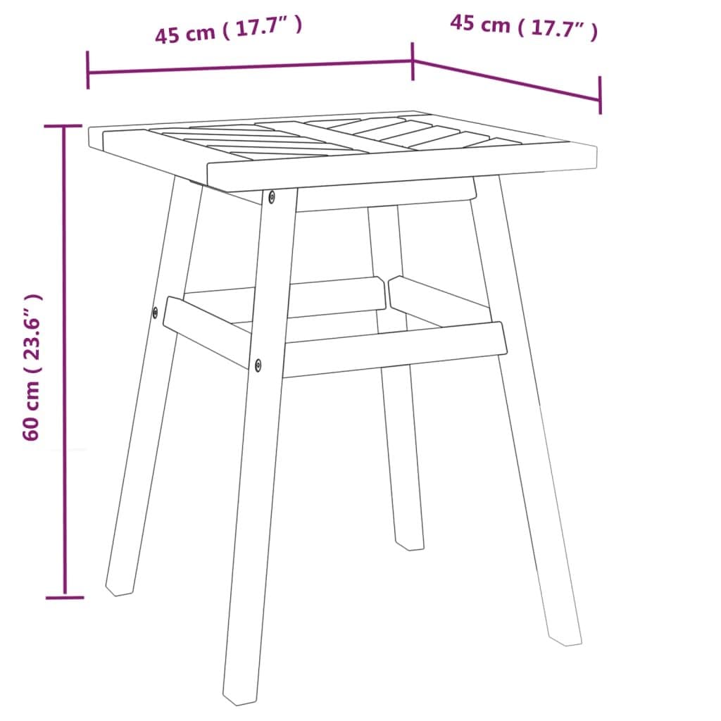 Wooden Side Table 45x45x60cm Garden Patio Outdoor Furniture Acacia Chevron Top