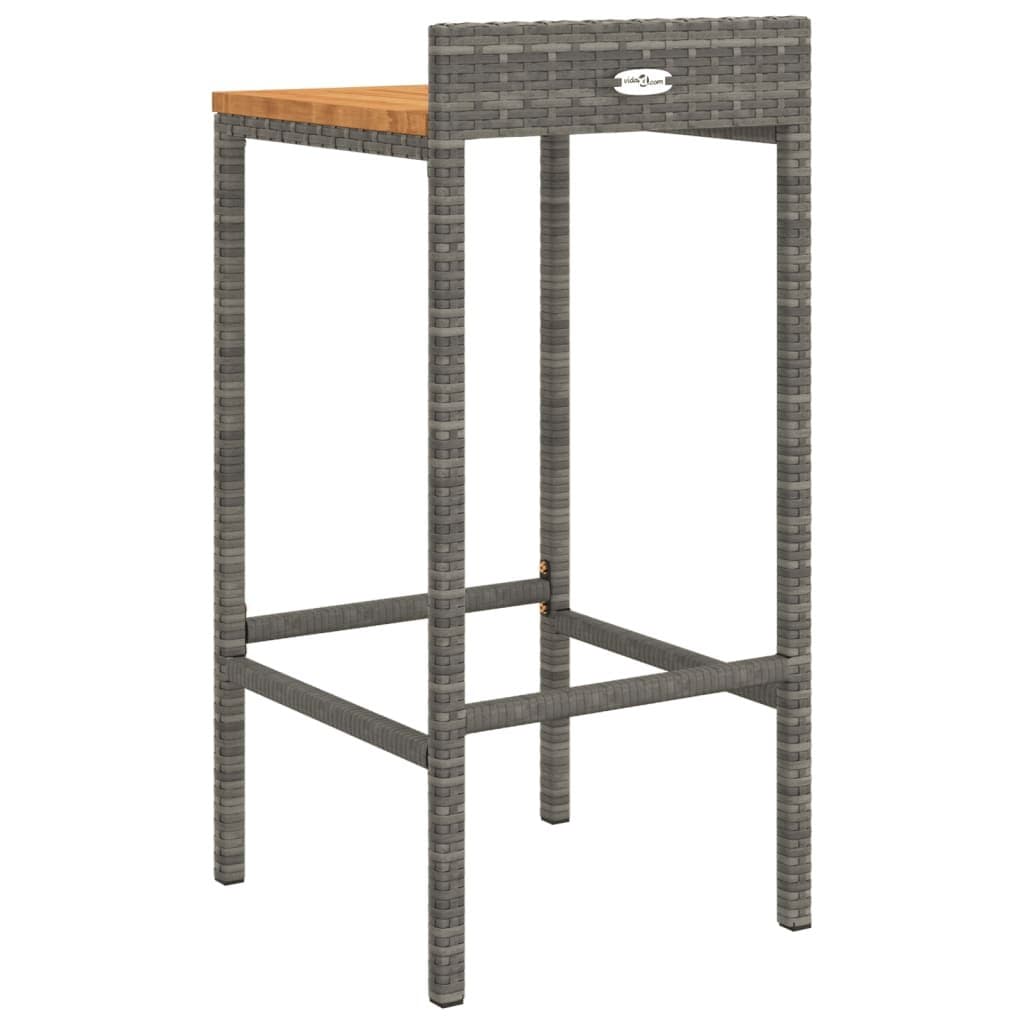 Grey Poly Rattan Bar Stools 4pcs Set
