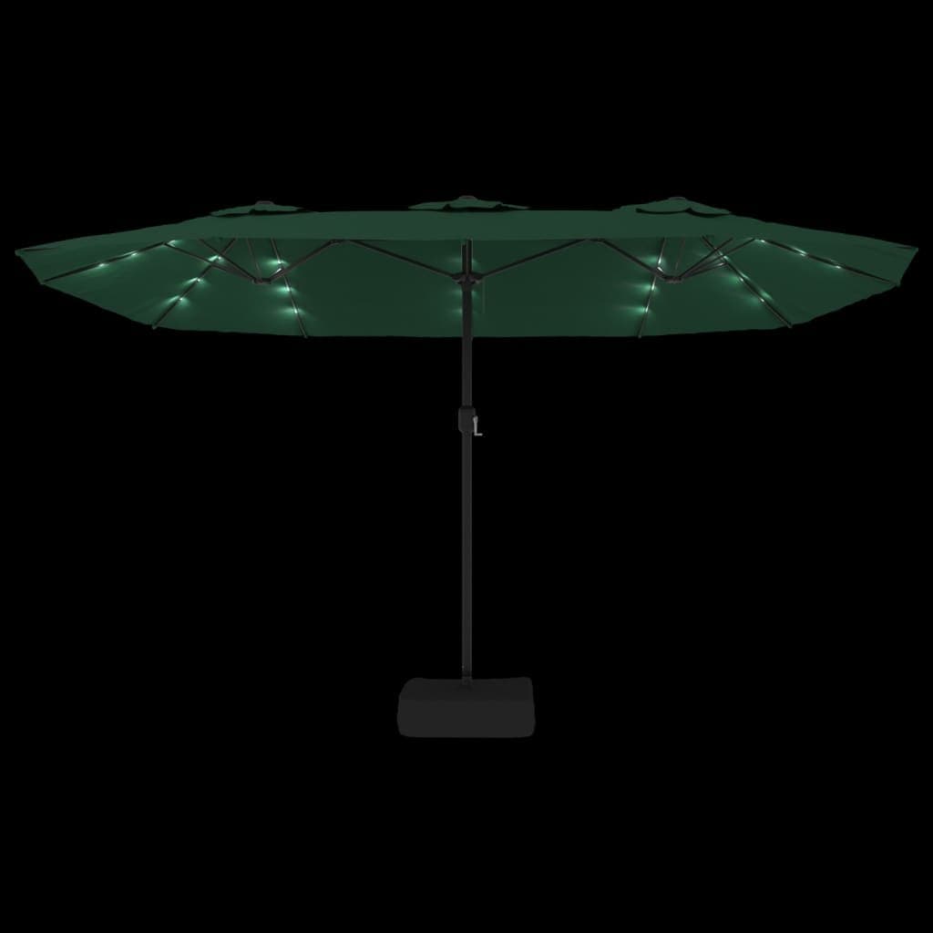 Double-Head Garden Parasol with LED Lights 449x265cm
