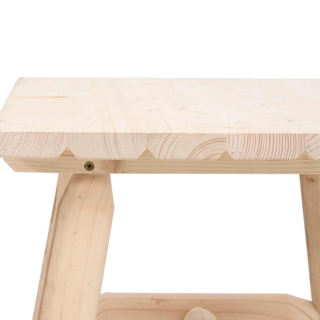 Brown Solid Wood Spruce Side Table for Outdoors