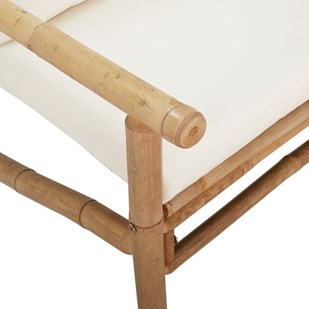 Bamboo Frame Outdoor Garden Bench with Cream Cushions