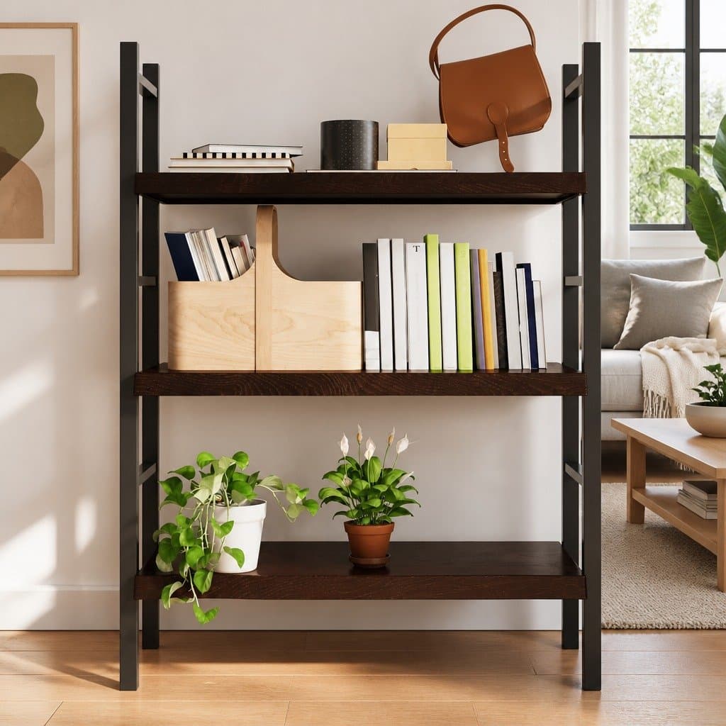 Solid Oak Wood Wall Shelf with Live Edge 100x50cm