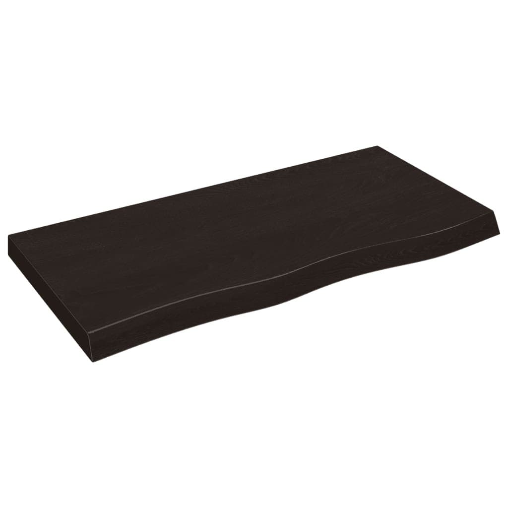 Solid Oak Wood Wall Shelf with Live Edge 100x50cm