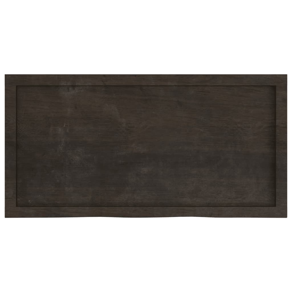 Solid Oak Wood Wall Shelf with Live Edge 100x50cm