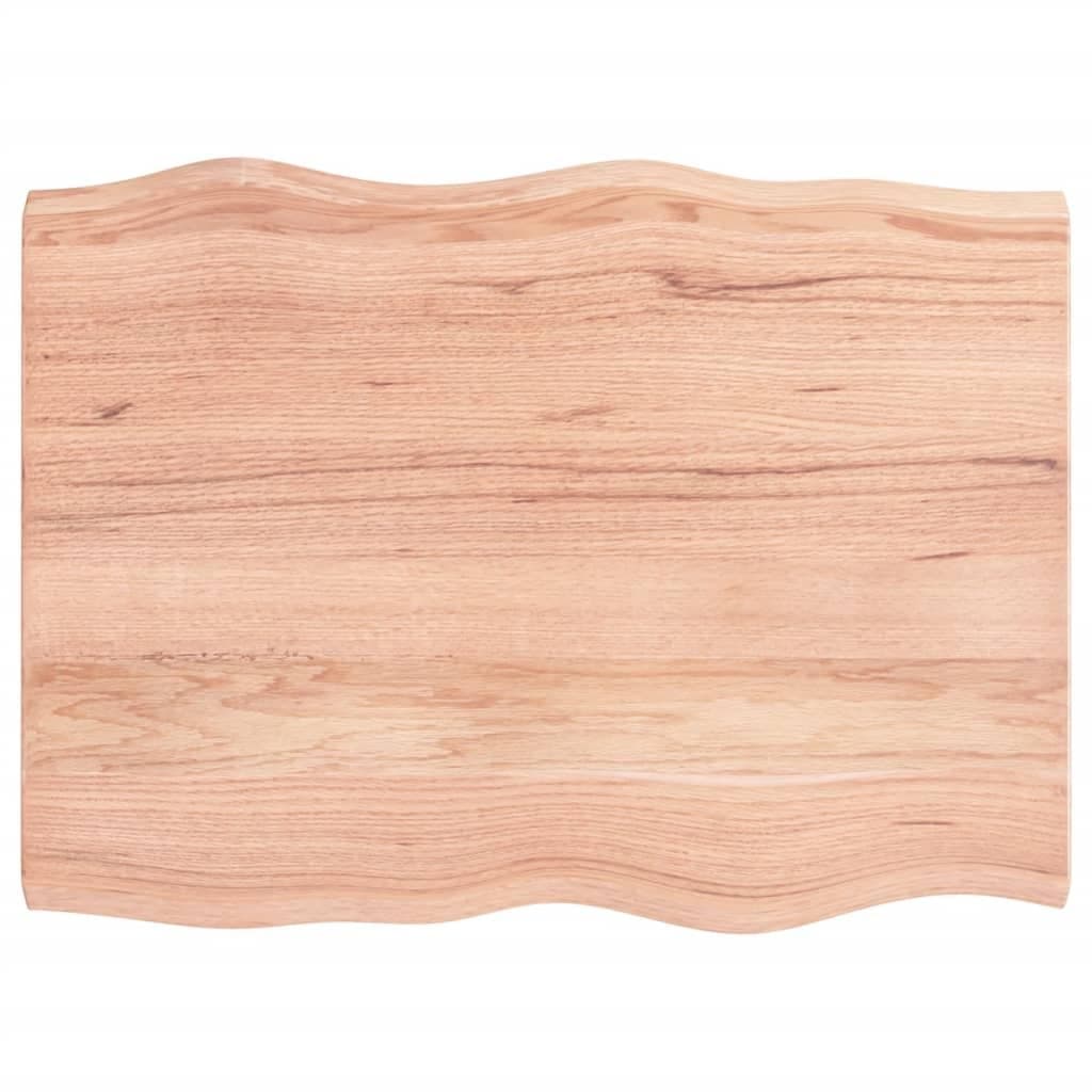 Brown Live Edge Solid Oak Wood Table Top 80x60cm