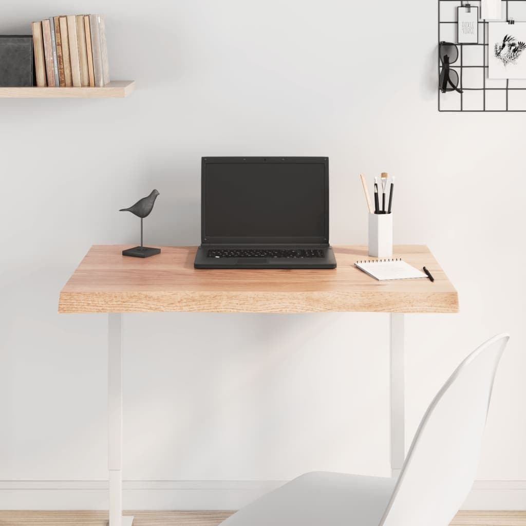 Brown Live Edge Solid Oak Wood Table Top 80x60cm