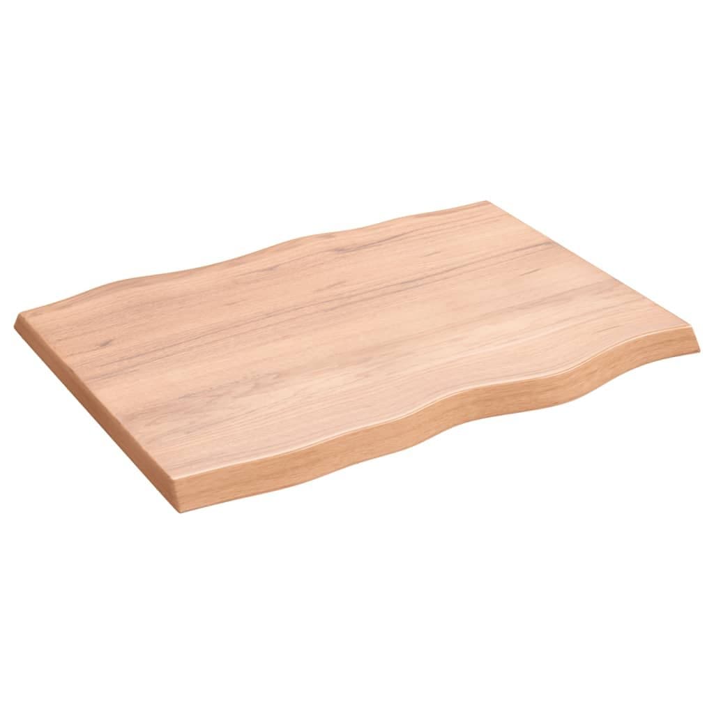 Brown Live Edge Solid Oak Wood Table Top 80x60cm