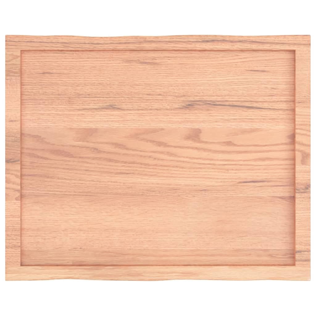 Brown Live Edge Solid Oak Wood Table Top 80x60cm