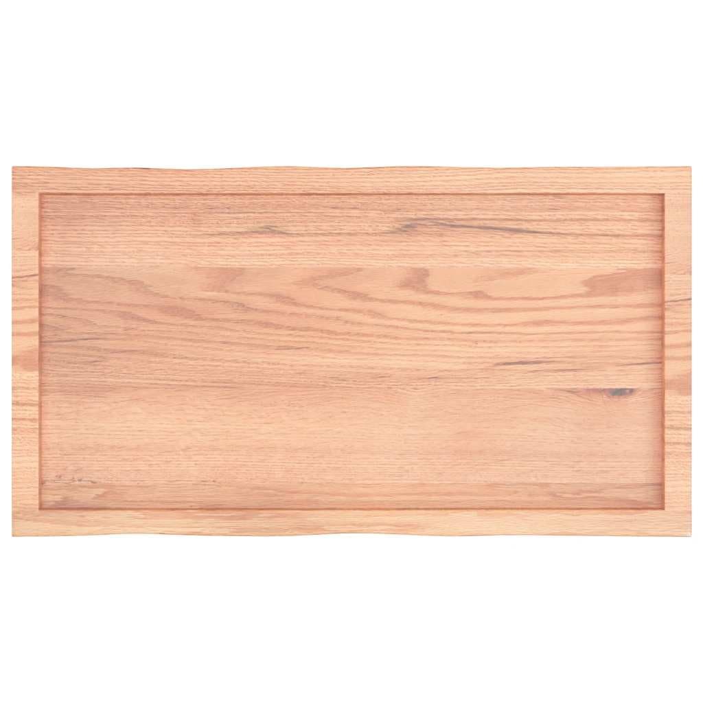 Solid Oak Wood Table Top Brown Live Edge 100x50cm Treated Tabletop Replacement