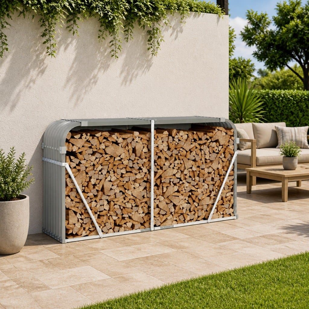Outdoor Log Holder Rack 180x45x100 cm Firewood Storage Wood Store Galvanised