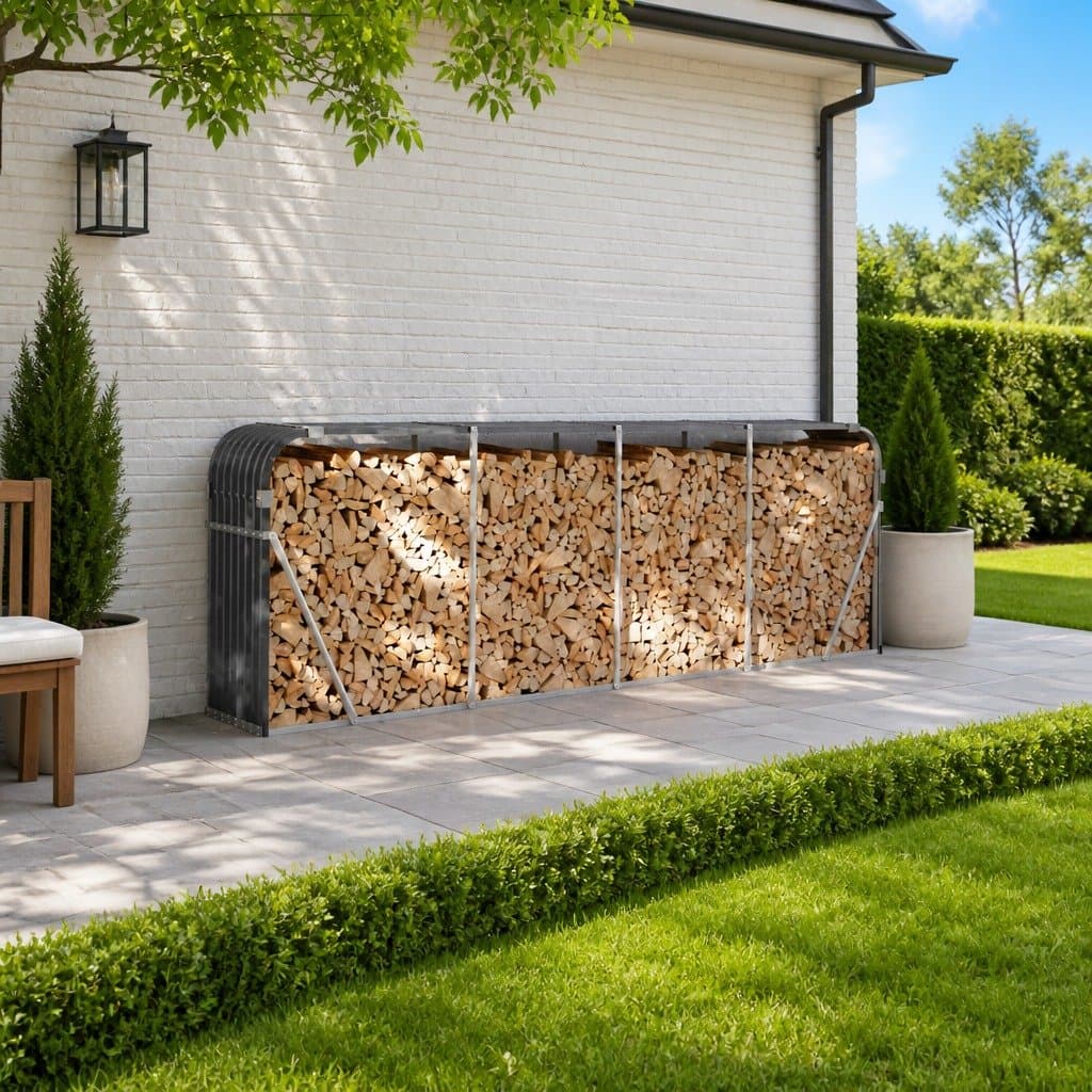 Anthracite Galvanised Steel Log Holder for Firewood
