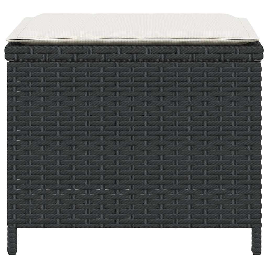 Black Garden Stools with Cushions, Set of 4