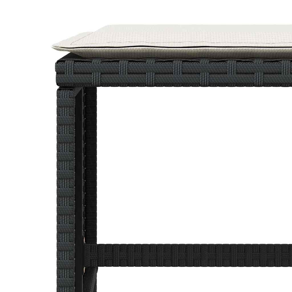 Black Garden Stools with Cushions, Set of 4