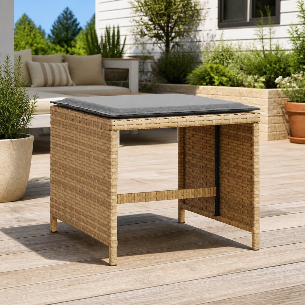 Garden Stools with Cushions 4 pcs Outdoor Patio Seating Set Beige 41x41x36 cm