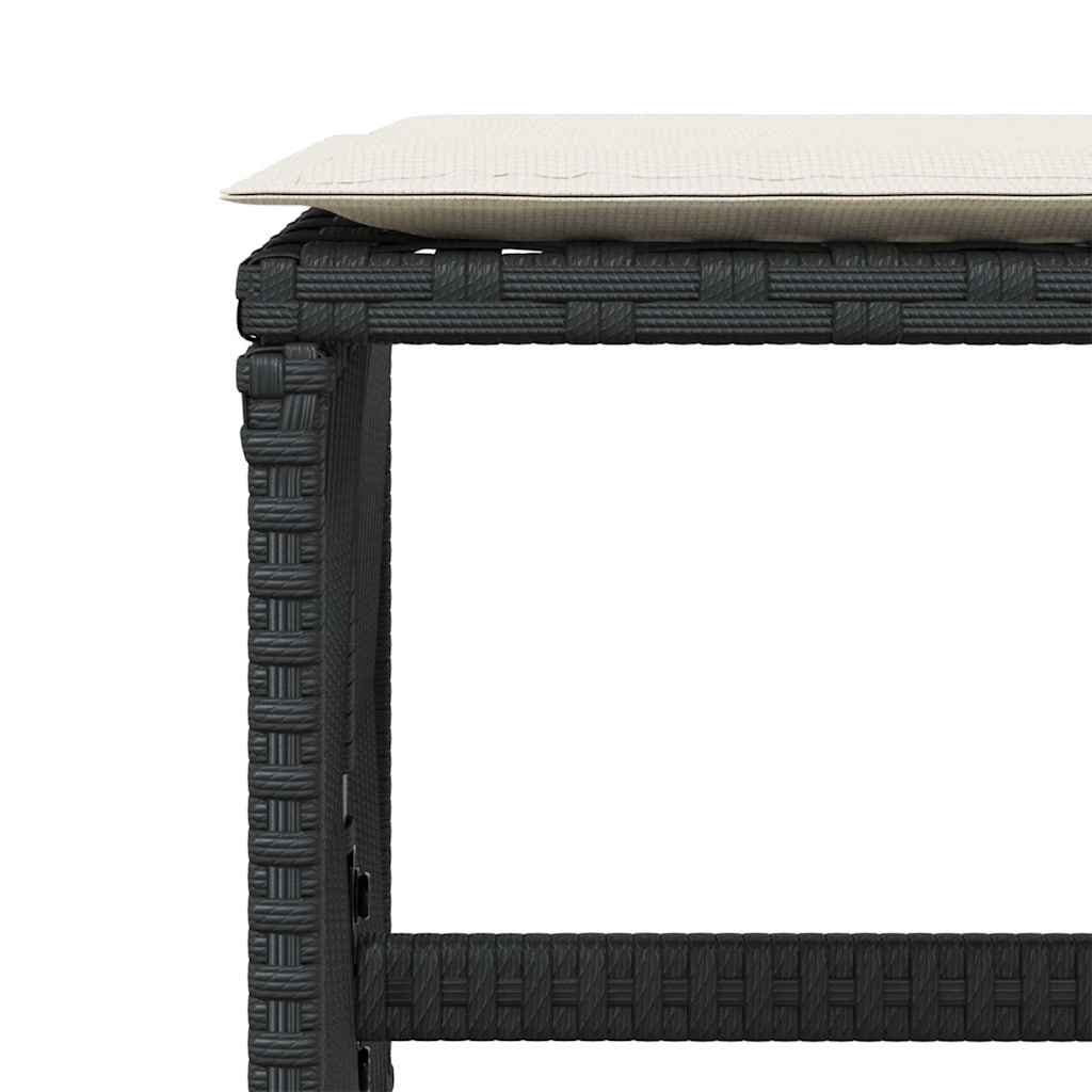 Outdoor Garden Stools with Cushions 4 pcs Black Poly Rattan Seat Pads