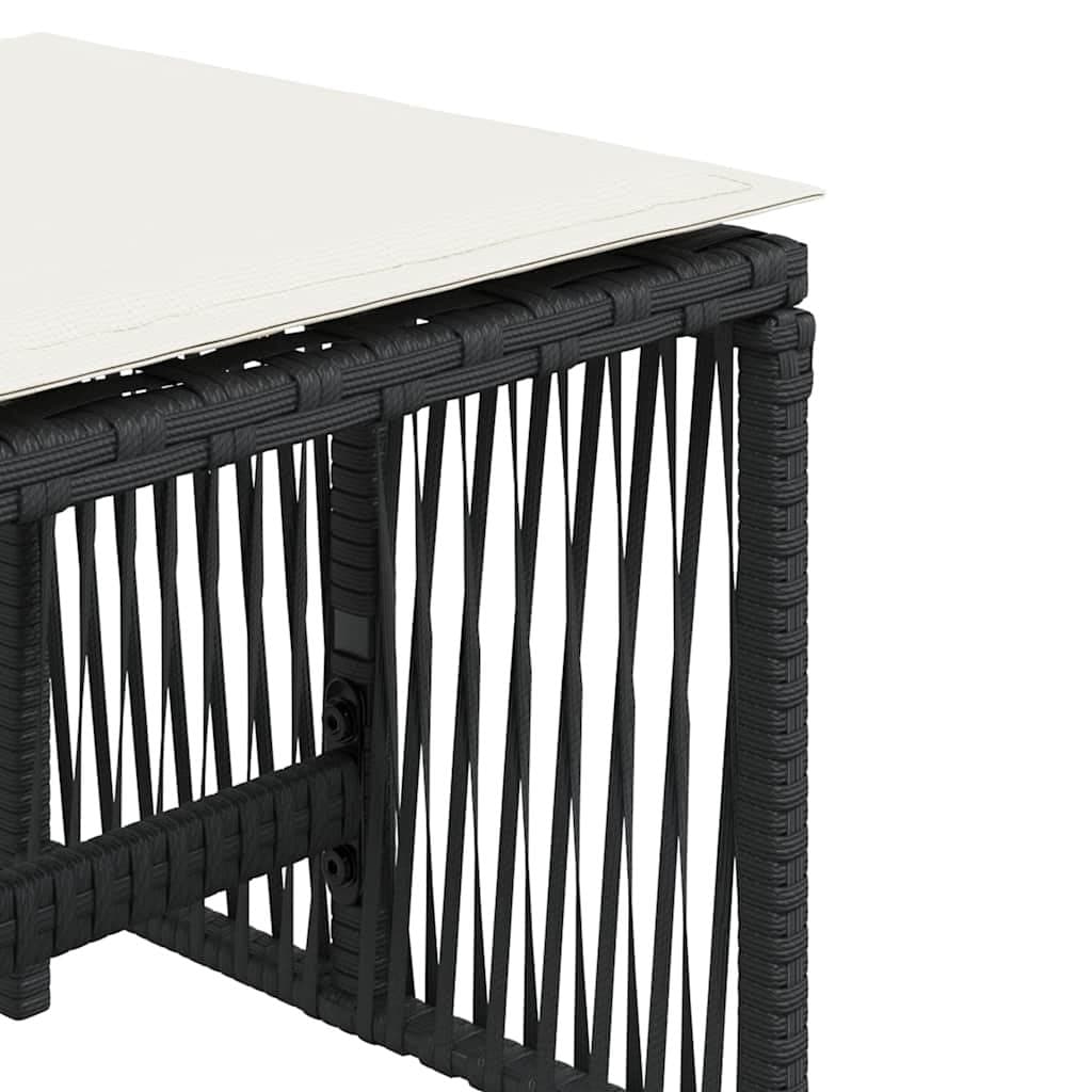 Outdoor Garden Stools with Cushions 4 pcs Black Poly Rattan Seat Pads