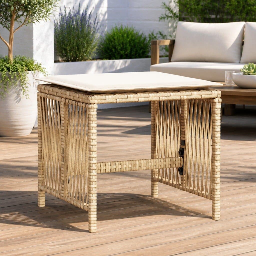 Garden Stools with Cushions 4 pcs Beige Set