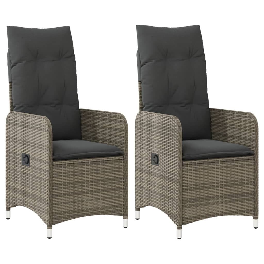 Grey Poly Rattan Outdoor Reclining Chairs Set of 2