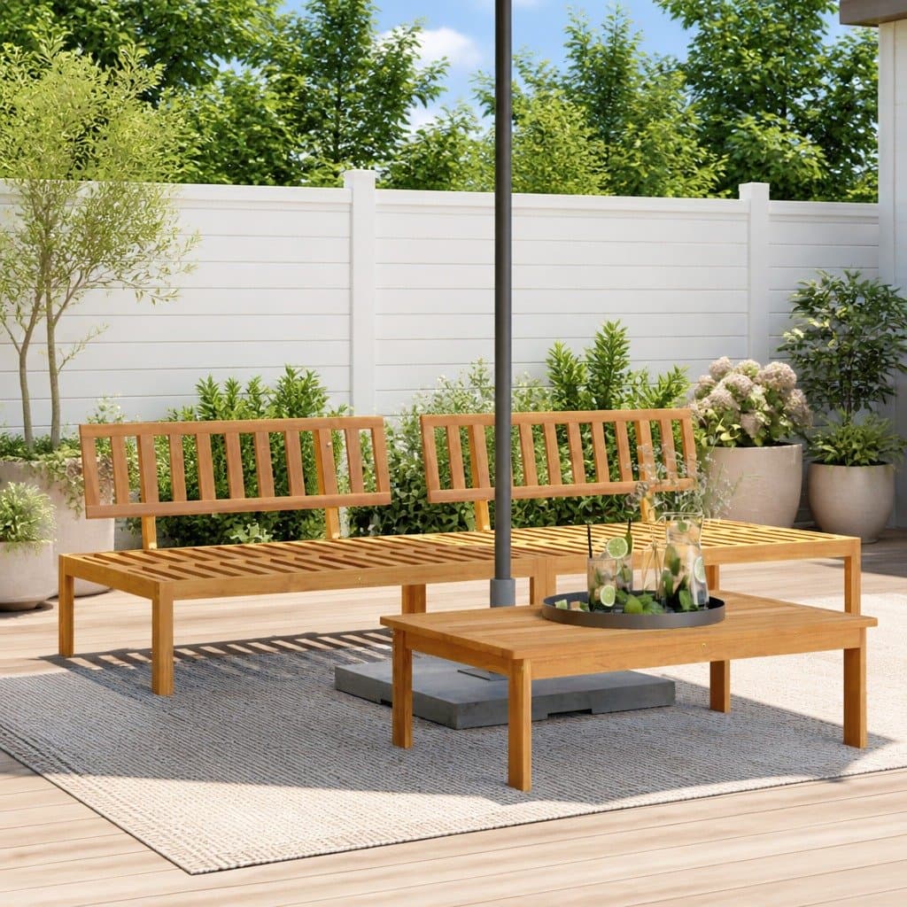 Outdoor Sectional Sofa Middle Unit Garden Pallet 2 pcs Solid Acacia Wood Brown