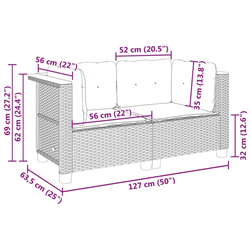 Outdoor Corner Sofa Set in Black