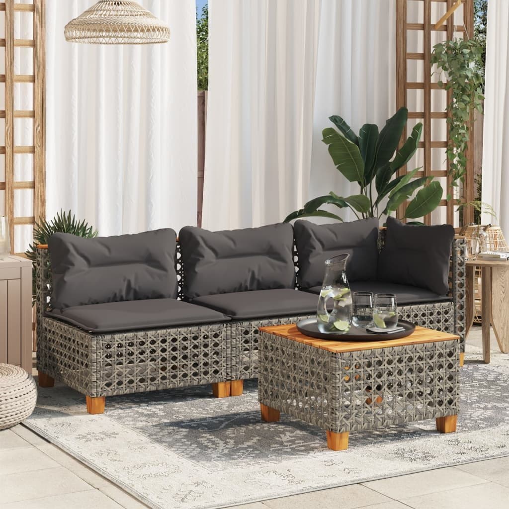 Grey Modular Garden Corner Sofa with Cushions