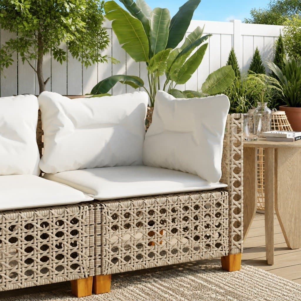 Beige Modular Outdoor Corner Garden Sofa with Cushions