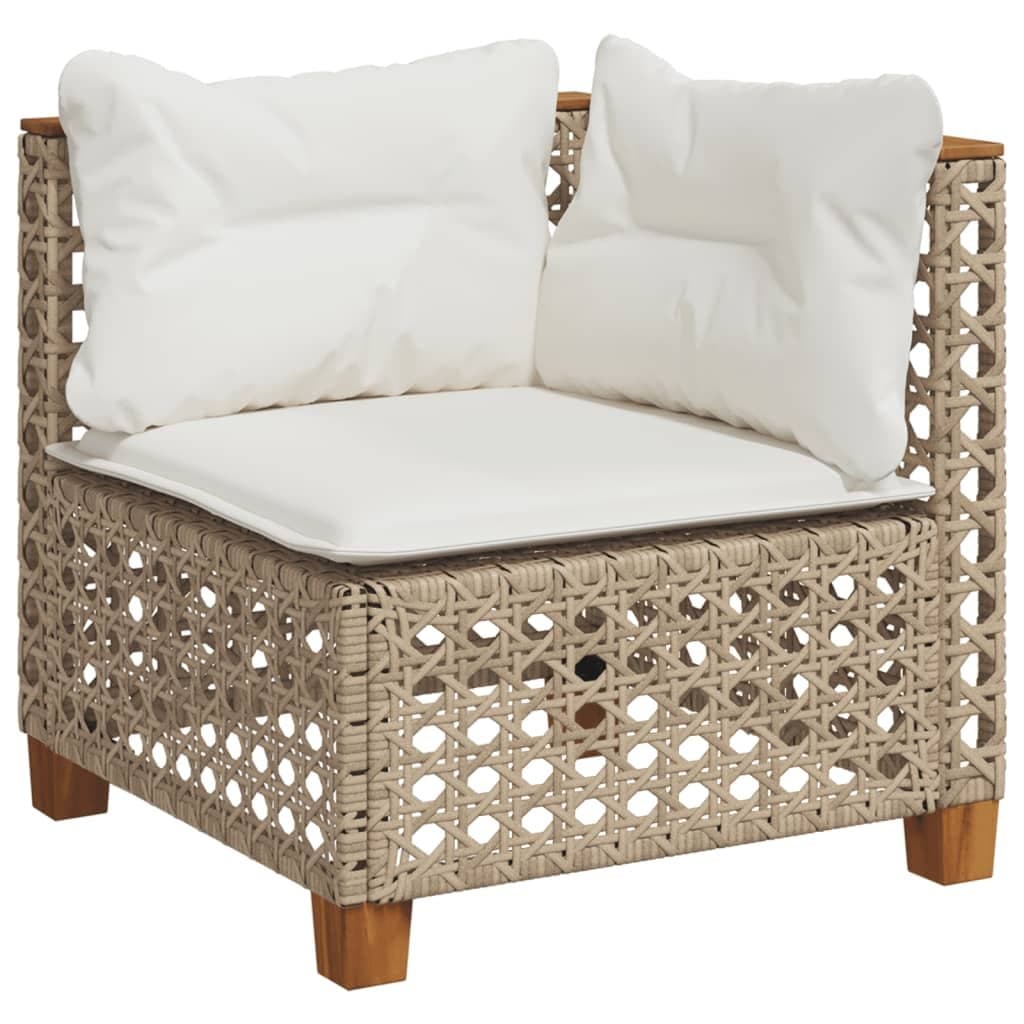 Beige Modular Outdoor Corner Garden Sofa with Cushions