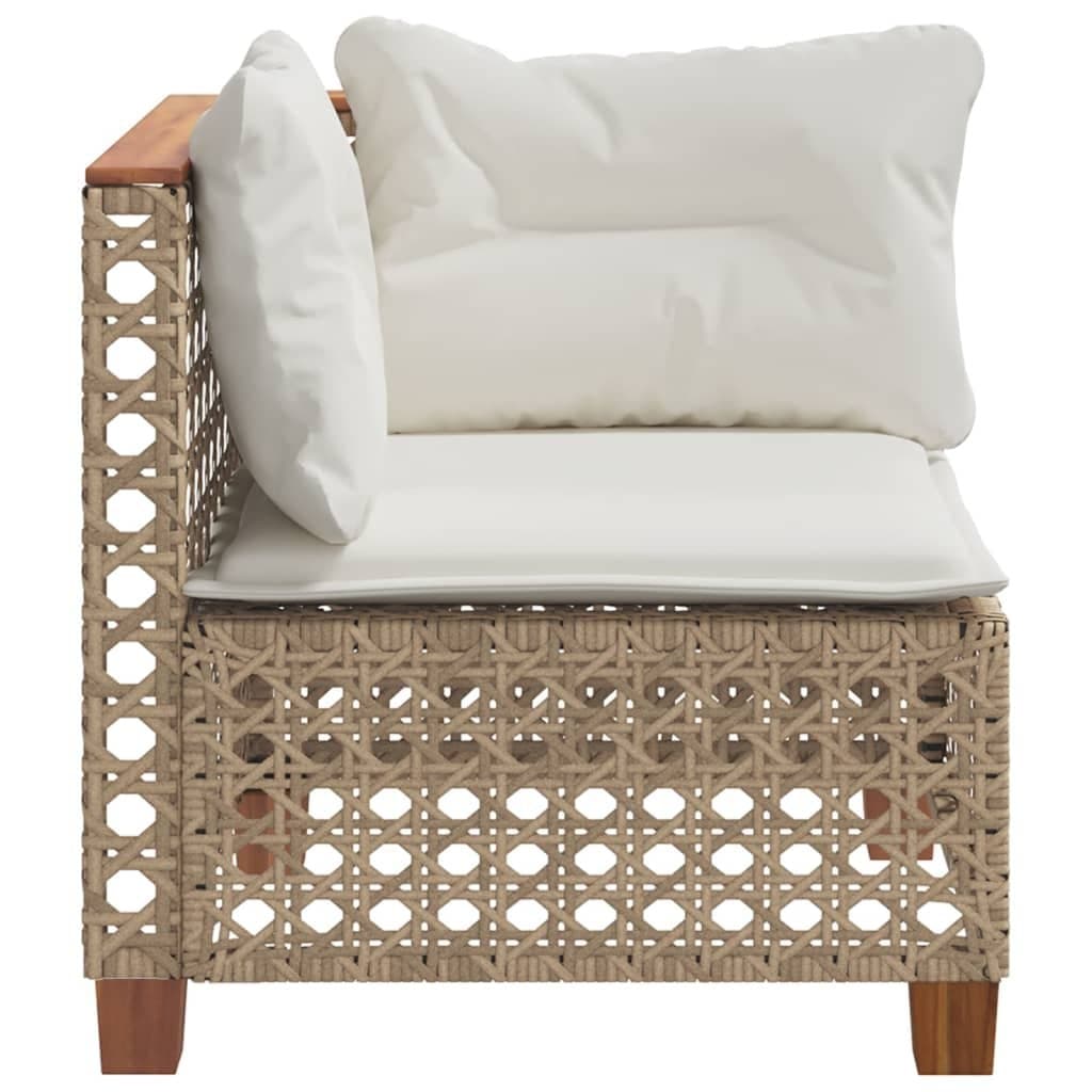 Beige Modular Outdoor Corner Garden Sofa with Cushions
