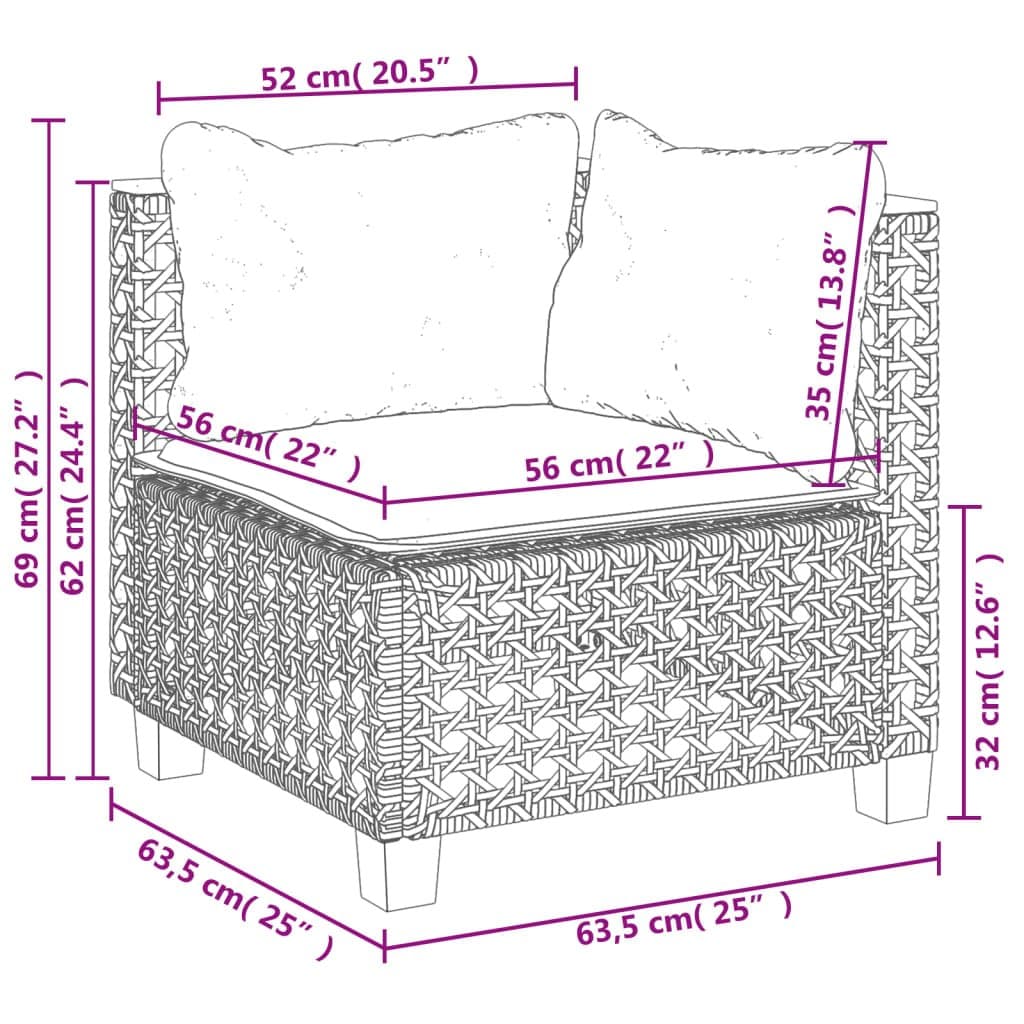 Beige Modular Outdoor Corner Garden Sofa with Cushions