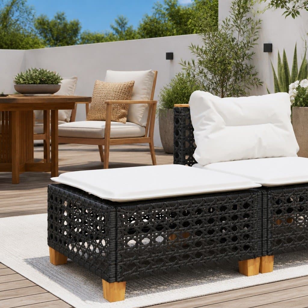 Black Garden Stool with Removable Cushion