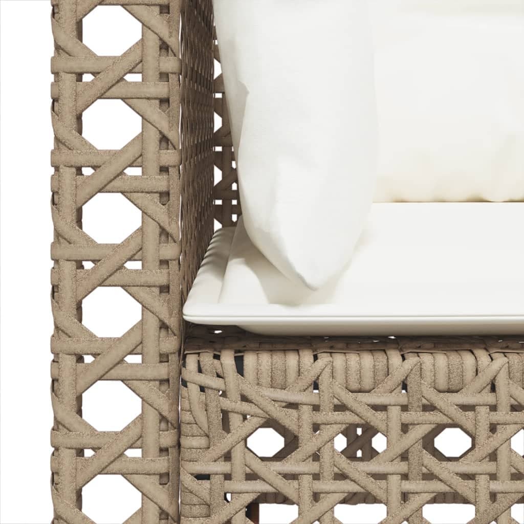3-Seater Outdoor Garden Sofa with Cushions Beige Poly Rattan Lounge Seating