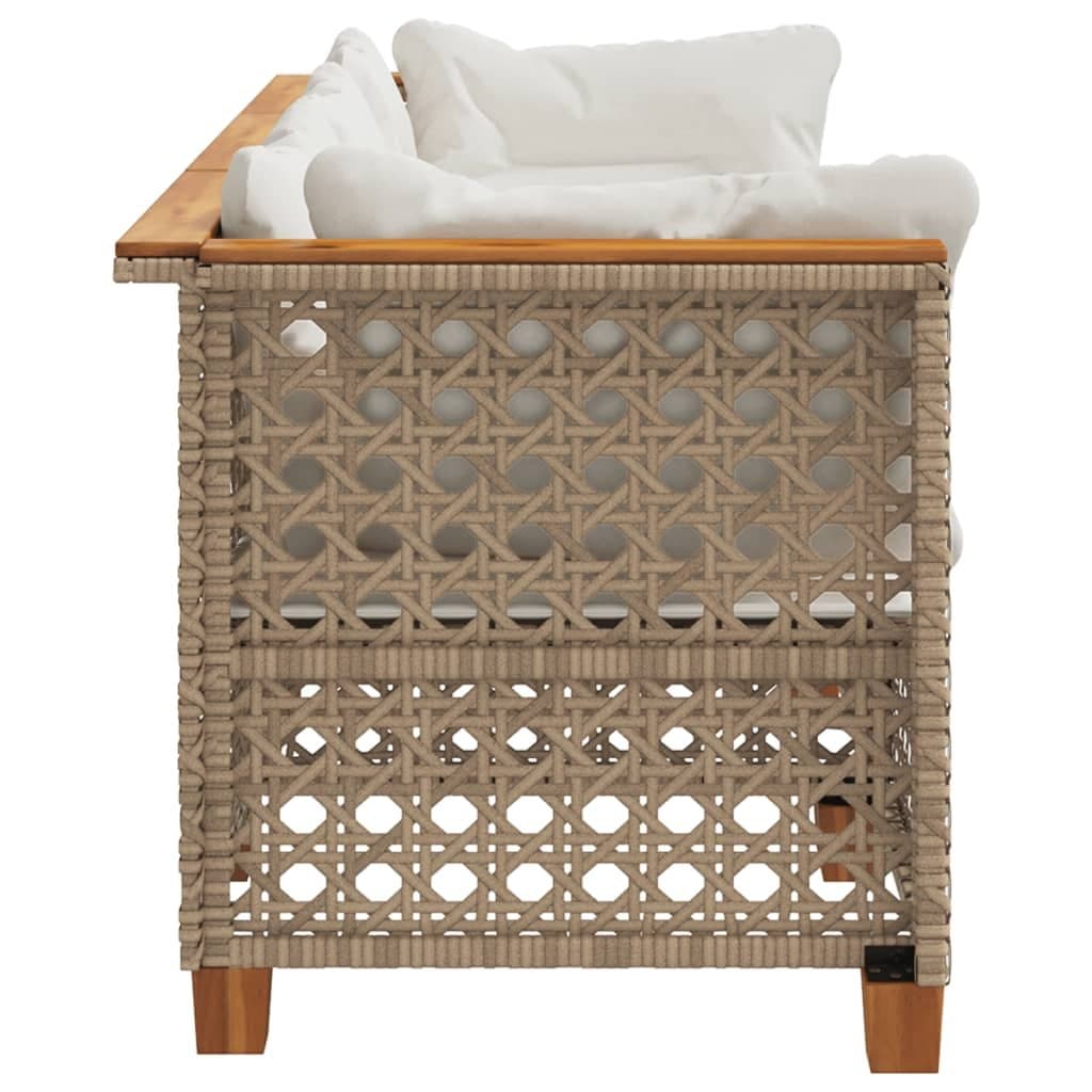3-Seater Outdoor Garden Sofa with Cushions Beige Poly Rattan Lounge Seating