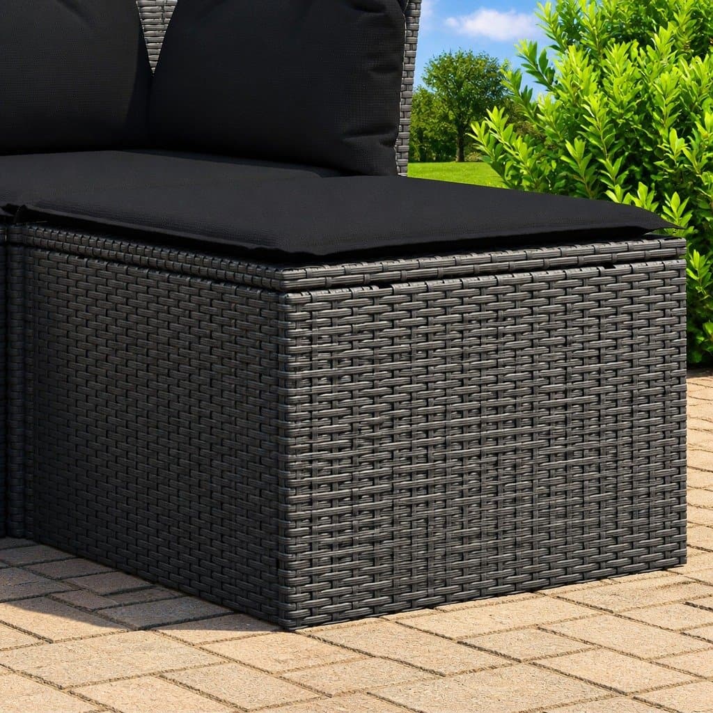 Black Garden Stool with Cushion for Outdoor Relaxation
