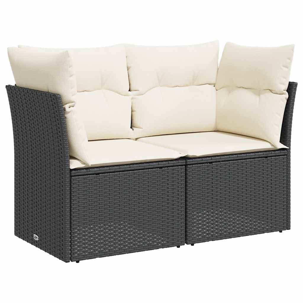 2-Seater Garden Sofa with Cushions in Black