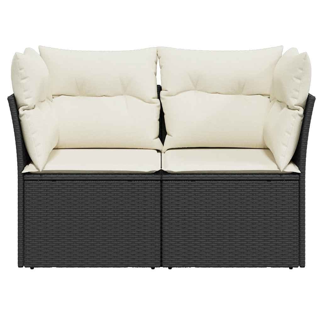 2-Seater Garden Sofa with Cushions in Black