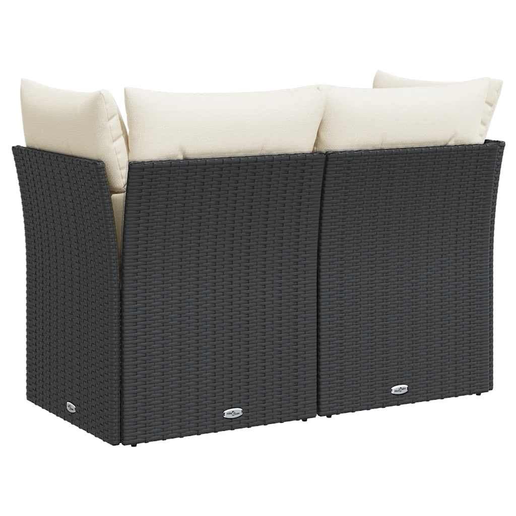 2-Seater Garden Sofa with Cushions in Black