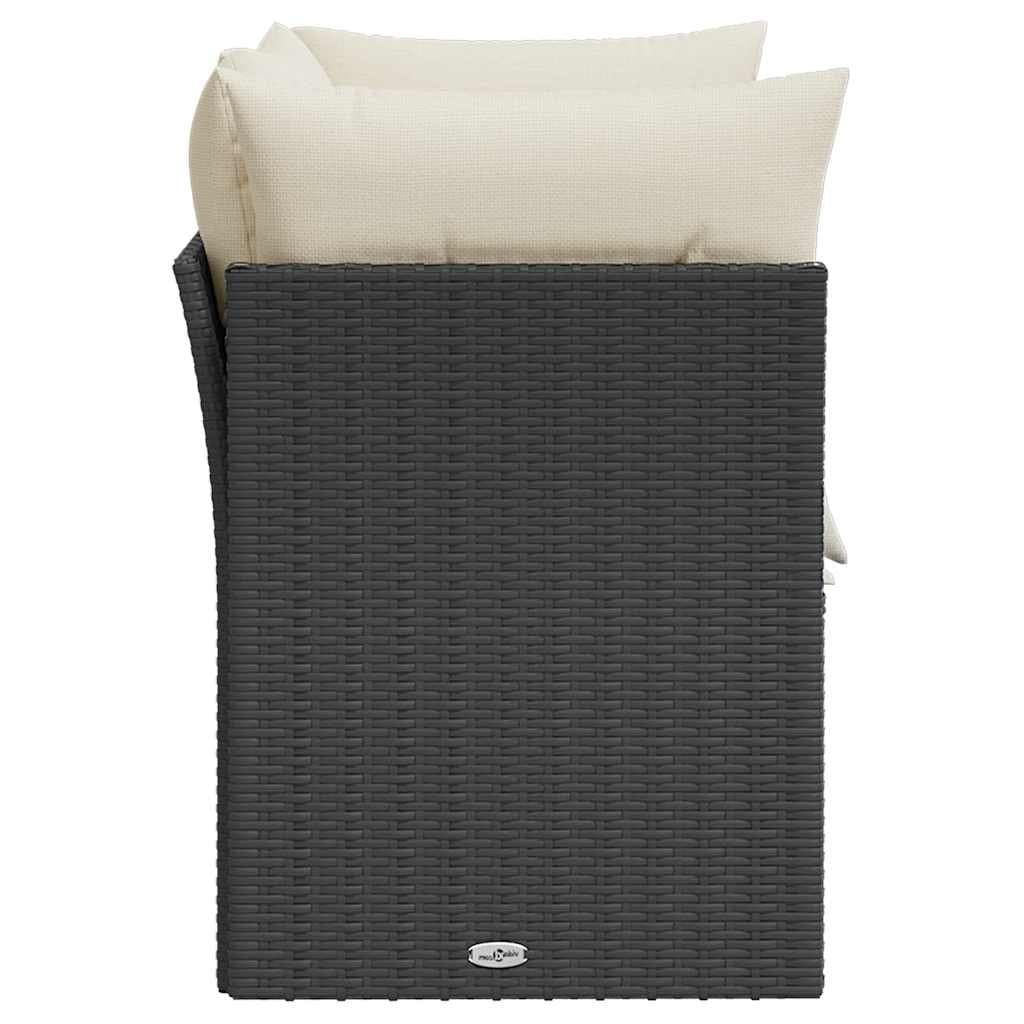 2-Seater Garden Sofa with Cushions in Black