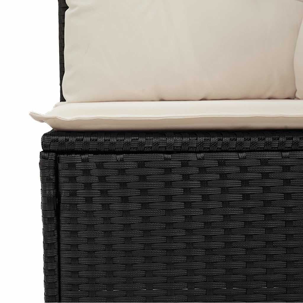 2-Seater Garden Sofa with Cushions in Black