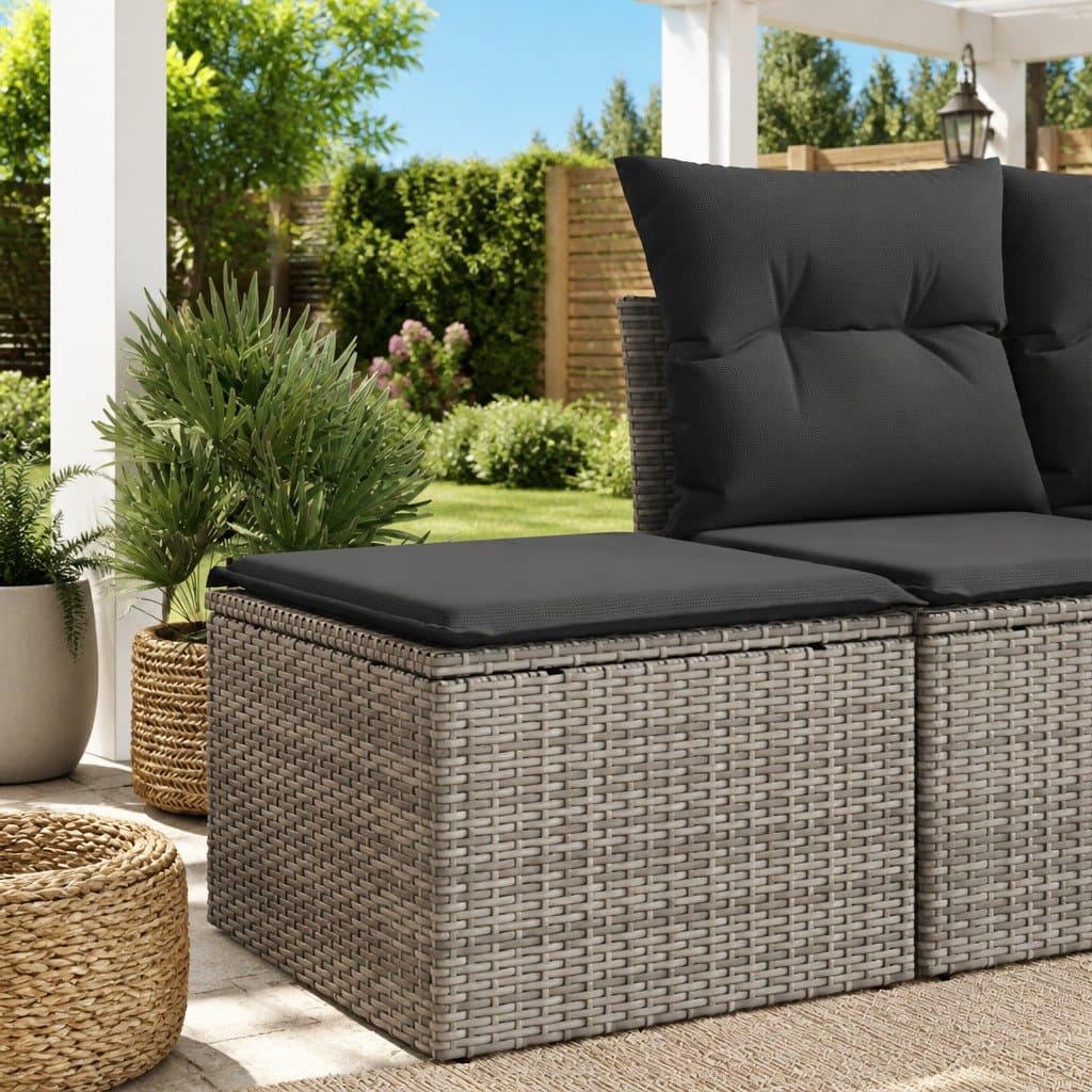 Grey Garden Stool with Cushion for Outdoors