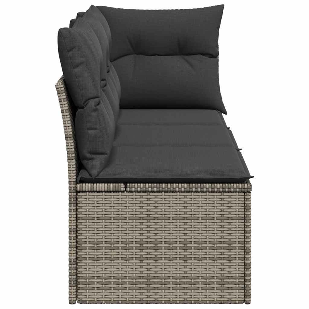 Grey Poly Rattan 3-Seater Outdoor Garden Sofa with Cushions
