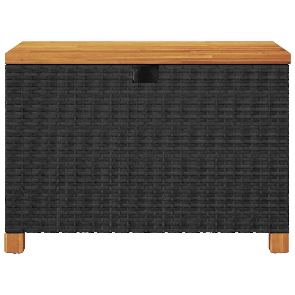 Black Garden Storage Box with Acacia Top 80x40x48cm