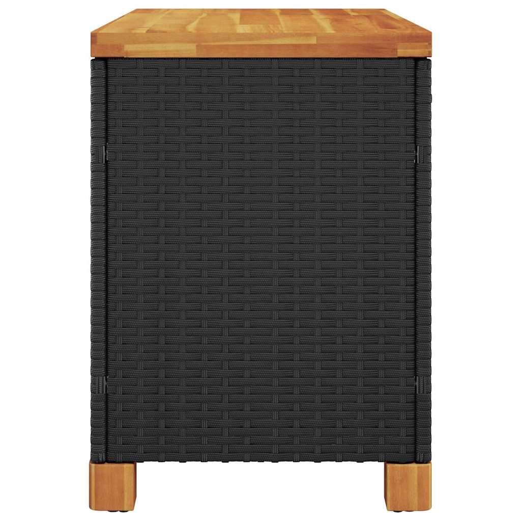 Black Garden Storage Box with Acacia Top 80x40x48cm
