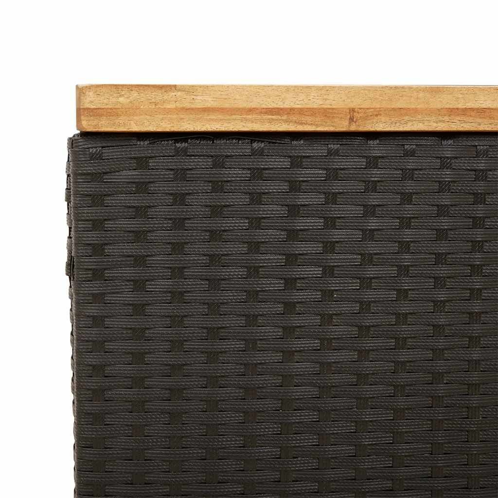 Black Garden Storage Box with Acacia Top 80x40x48cm