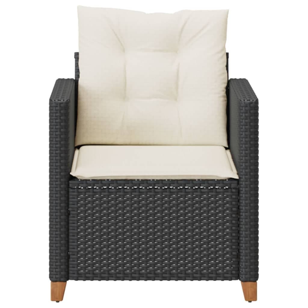 Black Poly Rattan Garden Chair with Cushions