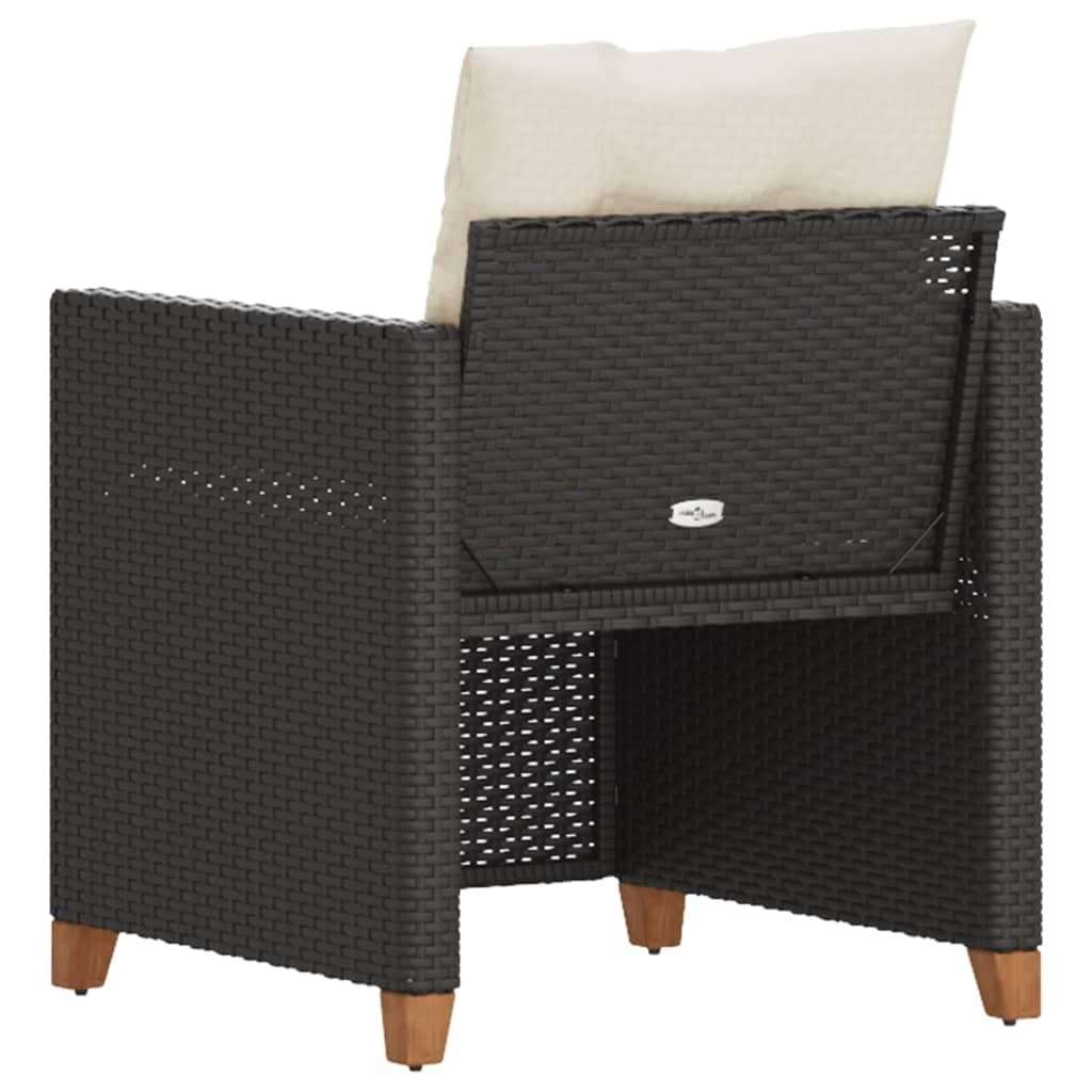Black Poly Rattan Garden Chair with Cushions