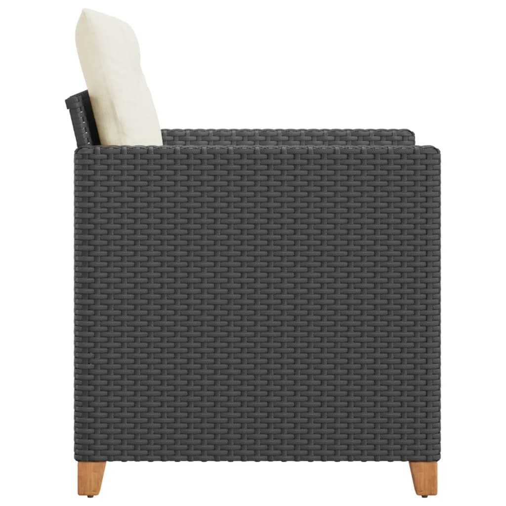 Black Poly Rattan Garden Chair with Cushions
