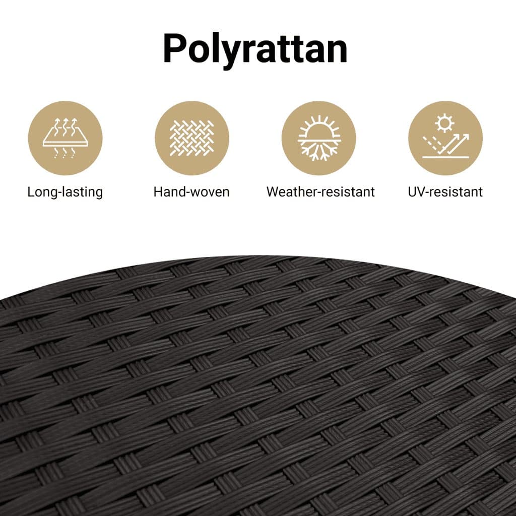 Black Poly Rattan Garden Chair with Cushions