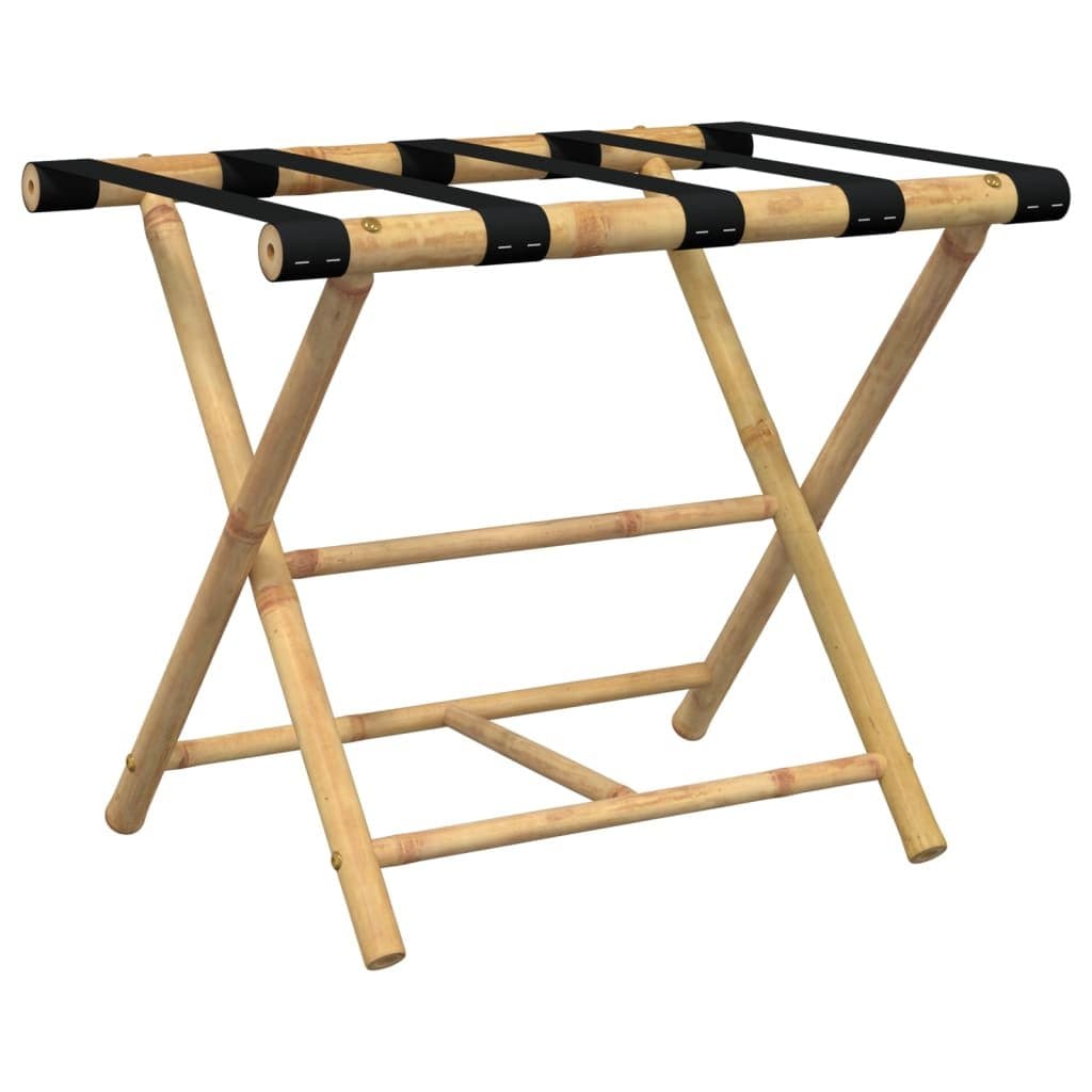 Bamboo Folding Luggage Rack with Two Shelves